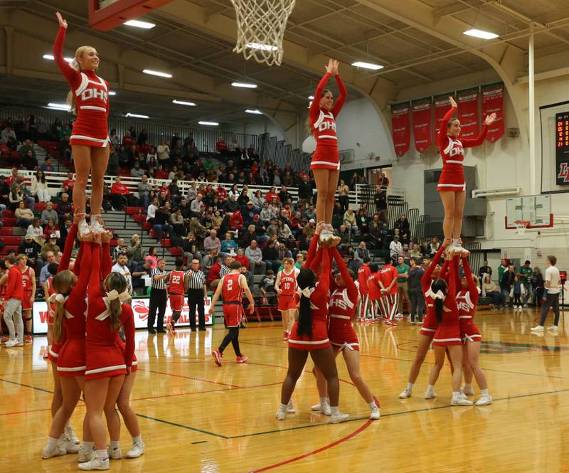 Ottawa cheerleaders perform before the game between L-P and Ottawa on Friday, Jan. 5, 2024 at Sellett Gymnasium.