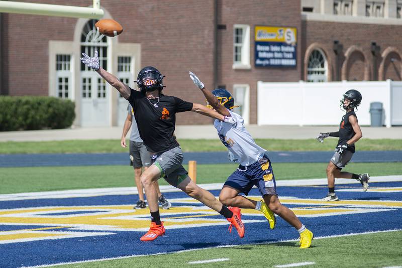 Sterling and Kewanee work against one another Thursday, July 21, 2022 in 7 on 7 football drills at Sterling High School.