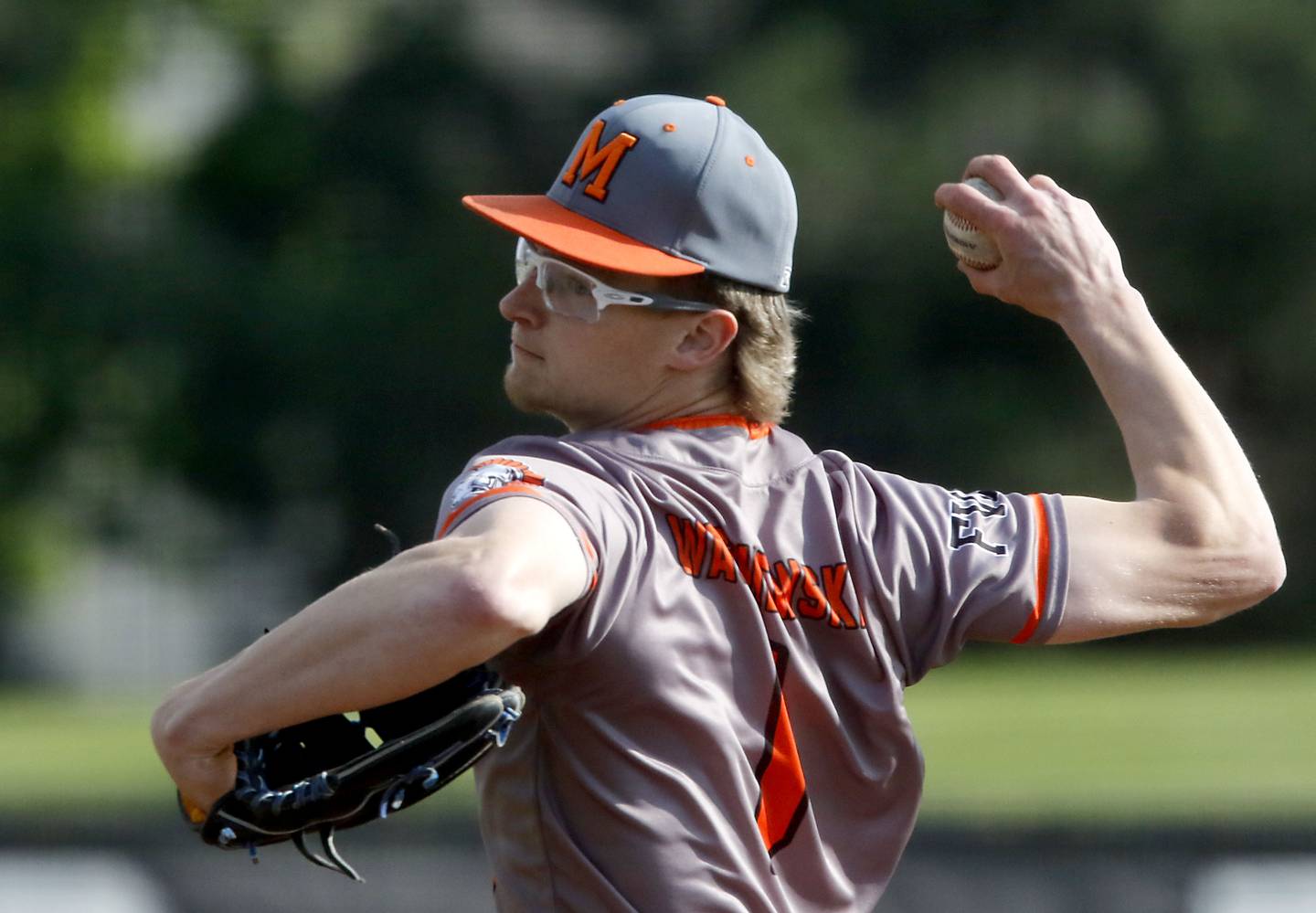McHenry's Kaden Wasniewski throws a pitch during a Fox Valley Conference baseball game against Huntley on Tuesday, May 8, 2026, at Huntley High School.
