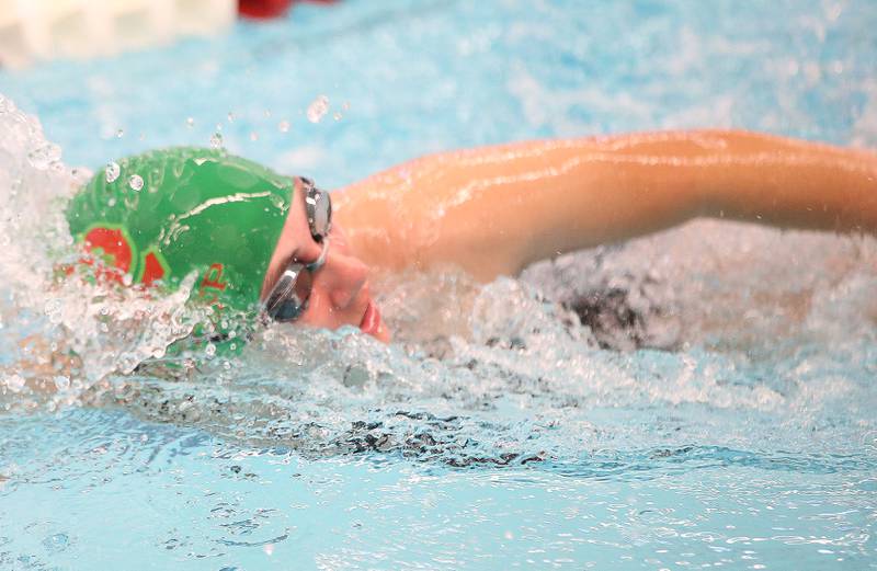 L-P Co-op swimmer Clara Guglielmetti competes in the 100 yard freestyle during a swimming meet on Tuesday, Oct. 10, 2023 at L-P High School.