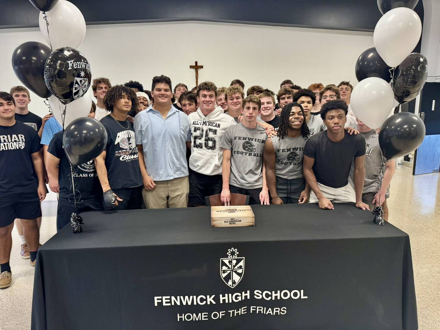 Fenwick's Noah Sur was recognized by the team after being selected to participate in the 2026 Navy All-American Bowl, a high school showcase featuring top players from across the country.
