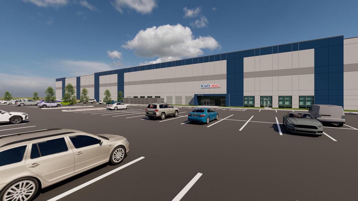 An illustration of a 775,000 square-foot Kraft Heinz distribution facility the company announced on Thursday, July 13, 20923. Once built, the facility is expected to bring more than 150 jobs to DeKalb and the surrounding region, officials said.