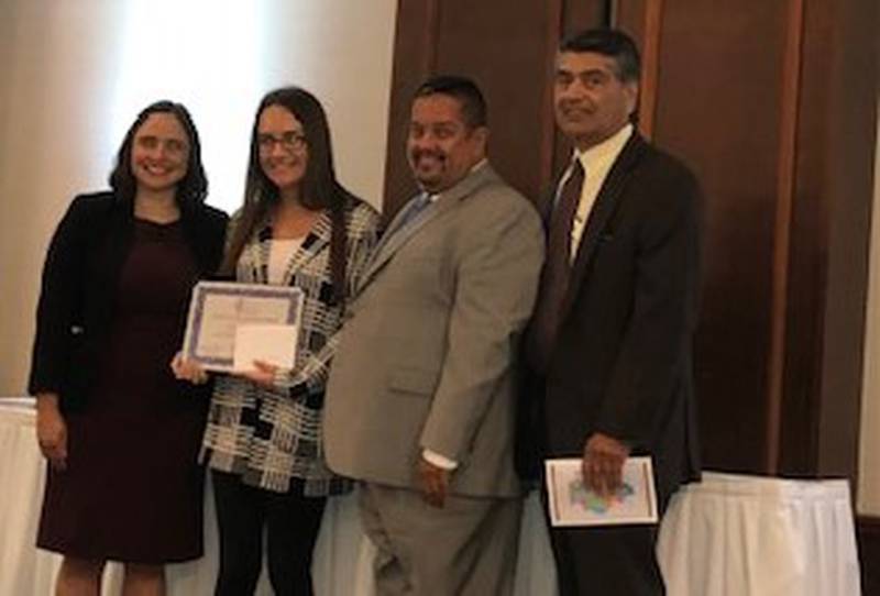 Sylvia Garcia, Director, Illinois Department ofCommerce and Economic Opportunity; Shayna Miranda, BEST Individual AchievementAward Recipient; Julio Rodriguez, Deputy Director, Office of Employment andTraining (DCEO), and John Rico, Co-Chair, Illinois Workforce Innovation Board.