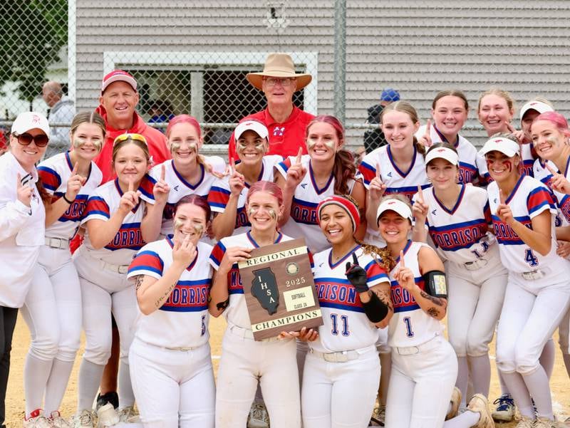 Morrison celebrates Saturday's regional championship at Princeton. The Fillies beat Princeton 9-0 to advance to the Class 2A Woodstock Marian Sectional on Wednesday.
