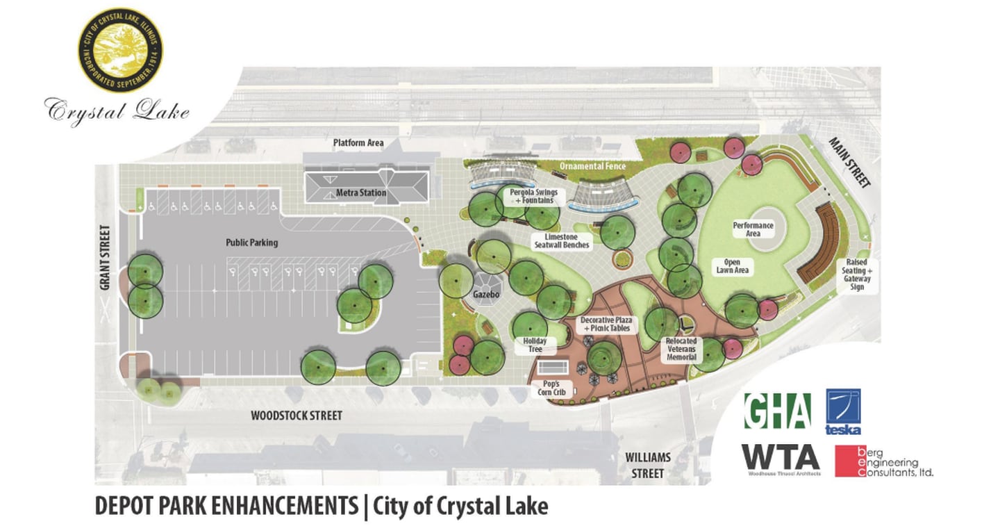 A layout of Crystal Lake's Depot Park renovations.