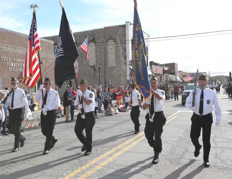 Princeton American Legion Post 125 Veterans march during the 16th annual Utica Veterans Parade and Air Show on Sunday Nov. 5, 2023 downtown Utica.