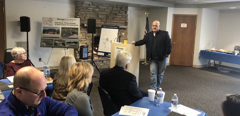 Marengo Mayor John Koziol speaks at the Marengo-Union Chamber of Commerce's annual breakfast on Thursday, Jan. 2, 2023.