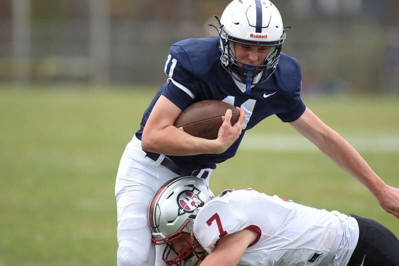 Cary-Grove’s Peyton Seaburg runs the ball against Antioch in IHSA Class 6A second-round playoff football action on Saturday, Nov. 9, 2024, at Al Bohrer Field on the campus of Cary-Grove High School in Cary..