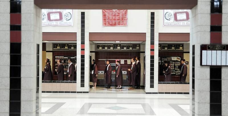 Graduates wait in the hall as they prepare to graduate Sunday June 5, 2022, during the Marengo Community High School Graduation Ceremony at the school in Marengo.