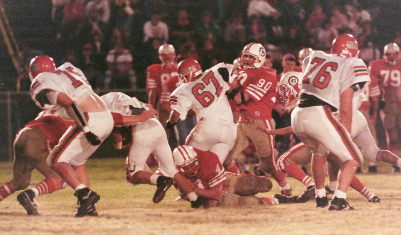In the trenches with the 1992 Ottawa and La Salle-Peru football teams on Friday, Oct. 23, 1992 at King Field in Ottawa.