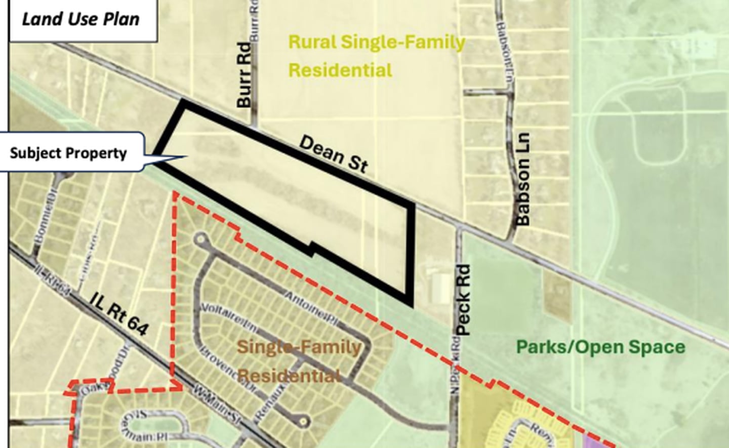 "Cedarhurst of St. Charles," a proposed senior community with assisted living and memory care, would be located west of the intersection of Dean Street and Peck Road in St. Charles township. The current farm property is near LeRoy Oakes Forest Preserve.