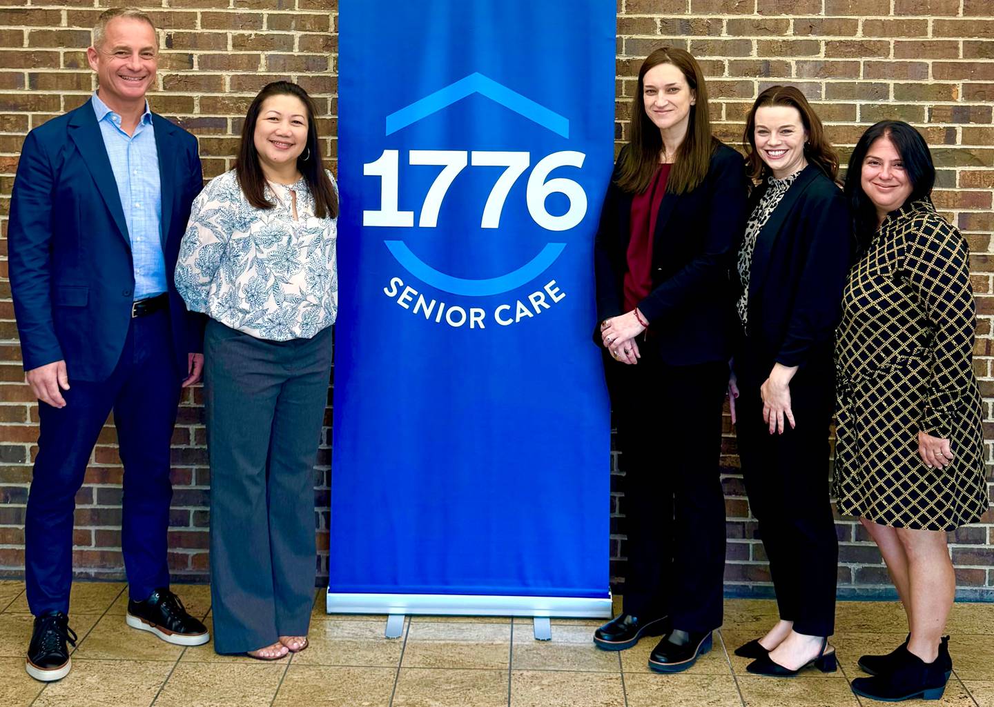 (Left to right); 1776 Senior Care founder Nat Truitt, member Laarni Ramos, regional operations manager Mackensie Barone, members Angelina McMahon, and Kim Saaby