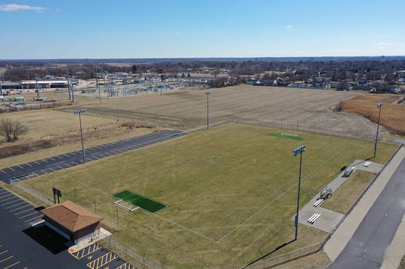 Here, the soccer field will be turfed during the phase two of the La Salle-Peru Township High School Athletic Complex on Tuesday, March 7, 2023 in La Salle.  This project will see the addition of competition baseball and softball diamonds, expansion of tennis courts, and installation of artificial turf to the school’s soccer field, along with expanded parking space. Additionally, restroom facilities will be added to the existing soccer field utility building and a structure will be built near the baseball/softball diamonds to serve as a concession stand, press box, and restrooms.