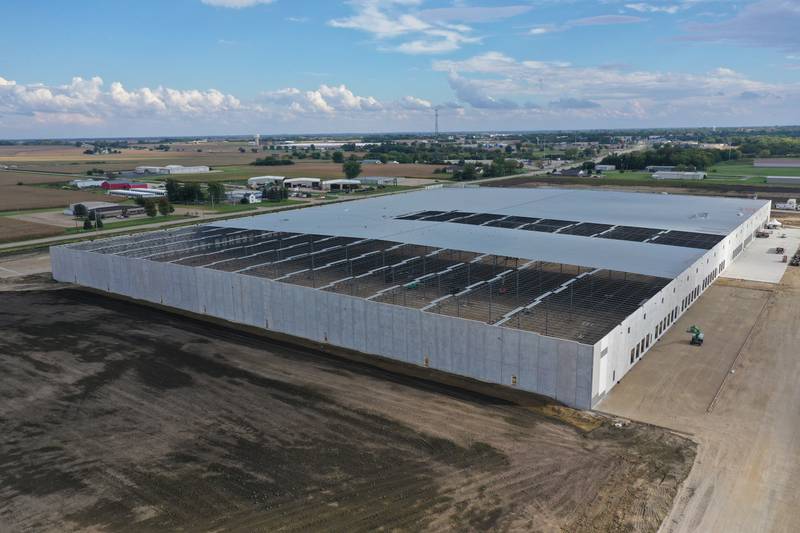 An aerial view of the new Ollie's distribution center on Tuesday, Sept. 26, 2023 in Princeton. The distribution center is 615,000 square foot, which is about the equivalent of 11 football fields. It will employ 200 people and serve 150 stores in the Midwest. The cost of the project is 68 million and will be completed in the summer of 2024.