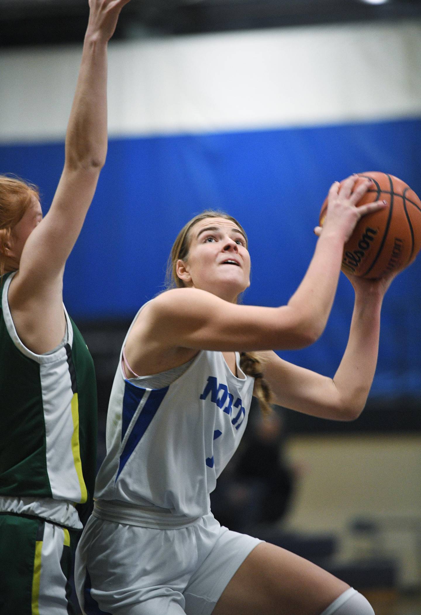 John Starks/jstarks@dailyherald.com
Wheaton North’s Zoey Bohmer looks for a shot after getting around Waubonsie Valley’s Lily Newton at the Wheaton North girls basketball tournament on Tuesday, December 27, 2022.