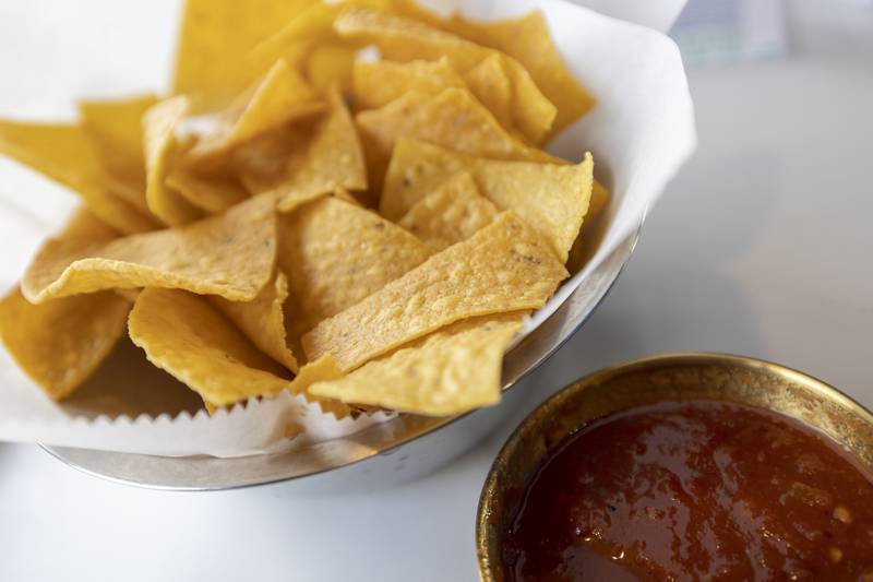 An appetizer of chips and salsa greets visitors to Azul Cantina.