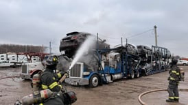 Multiple vehicles catch fire in East Dundee semi-truck parking lot