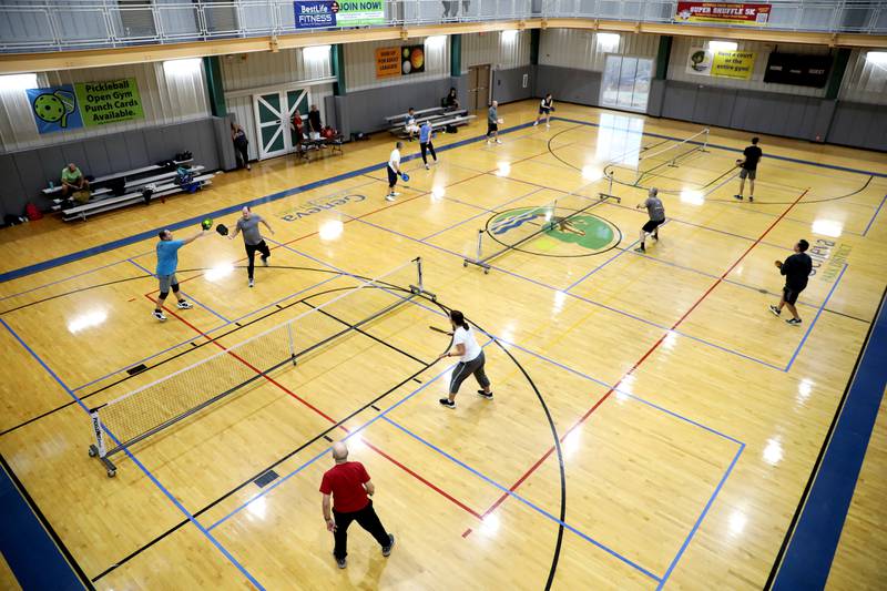 The courts are full during a pickle ball open gym session at the Stephen D. Persinger Recreation Center in Geneva on Jan. 12, 2023.