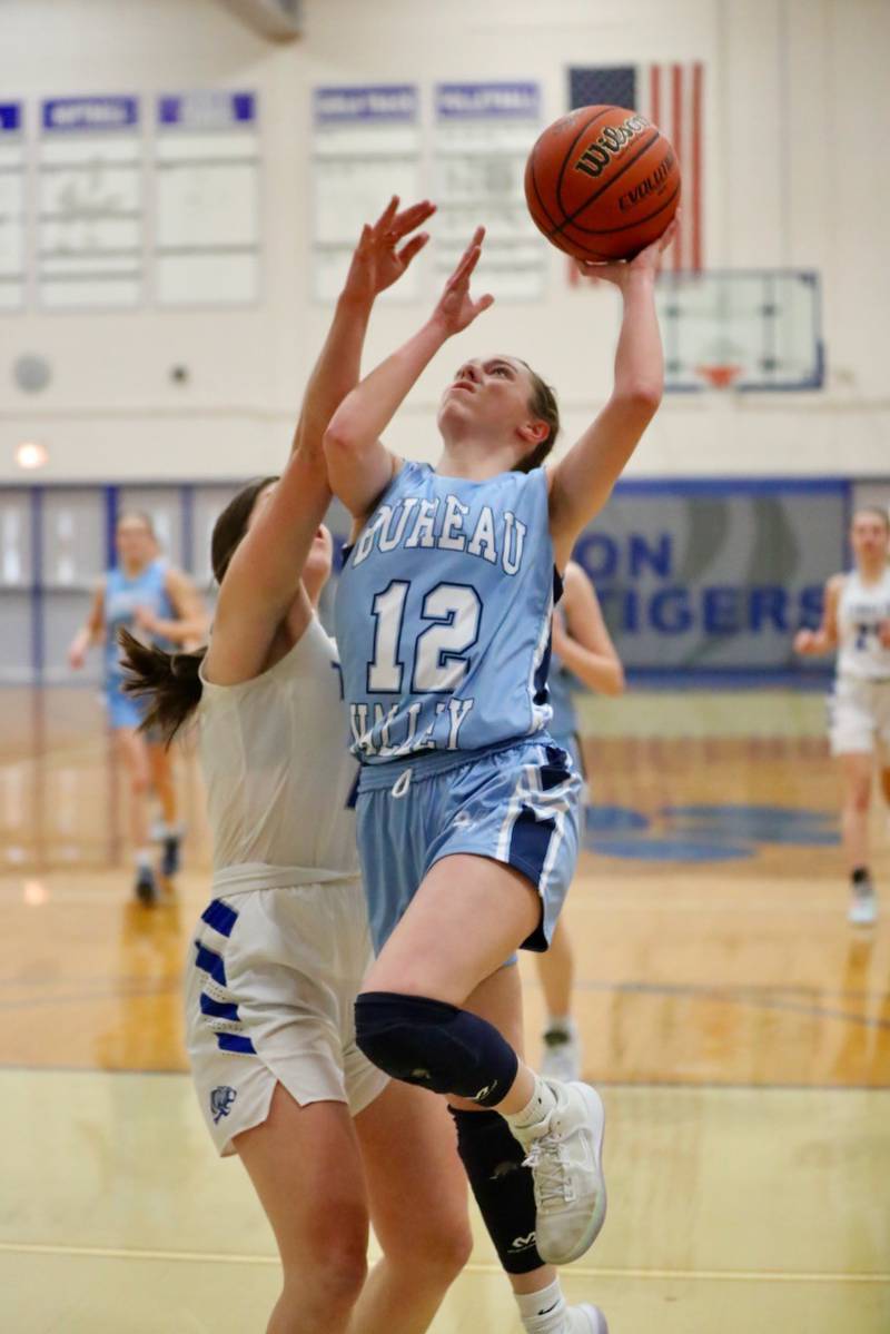 Bureau Valley's Kate Stoller takes in a layup Thursday night at Prouty Gym. The Tigresses won 48-34.