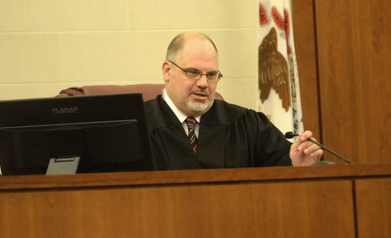 Ogle County Judge John "Ben" Roe speaks during a motion hearing for Duane Meyer, 43,  onTuesday, Aug. 5, 2025. Meyer is charged with four counts of first-degree murder, two counts of aggravated arson and one count of concealment of a homicidal death in connection with an Oct. 19, 2016, Byron house fire in which his ex-wife, Margaret “Maggie” (Rosko) Meyer, 31, was found dead.