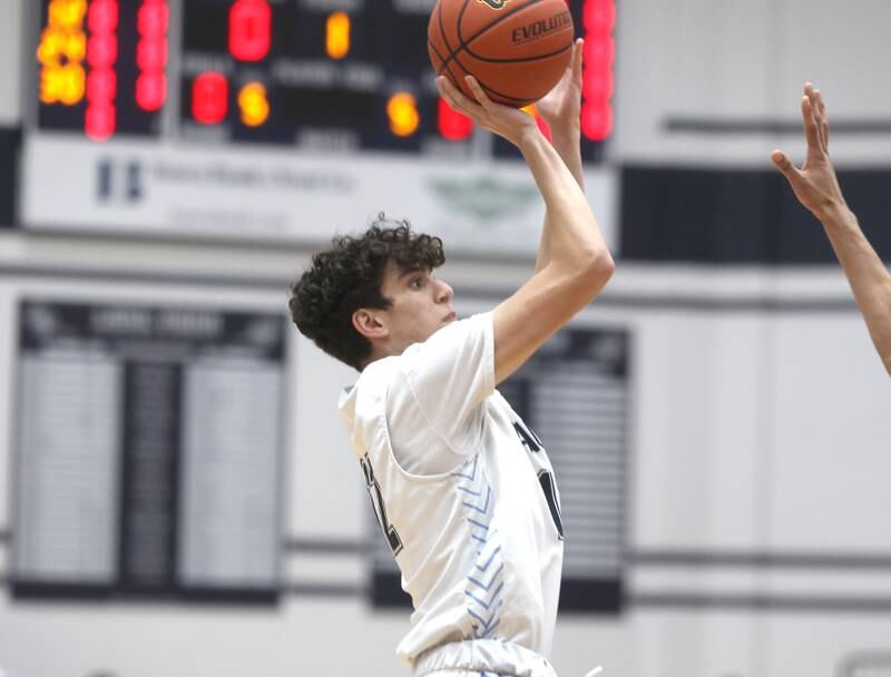 Lake Park’s Josh Gerber shoots the ball during a game against Wheaton Warrenville South at Lake Park in Roselle on Friday, Feb. 10, 2023.