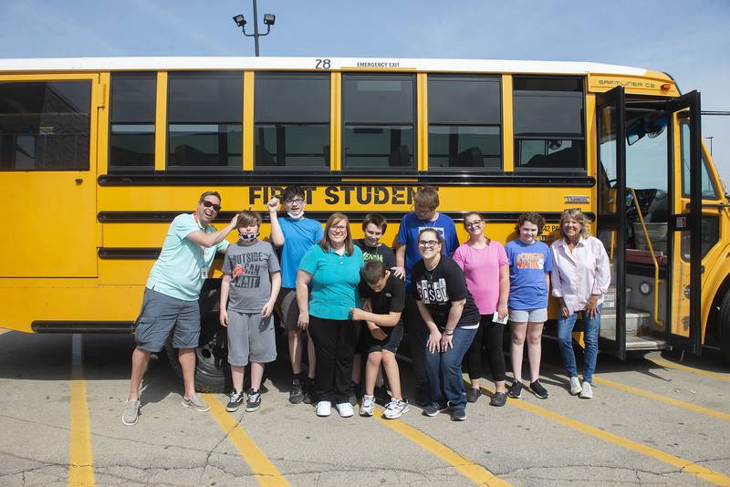 The class poses for a silly photo after their trip. Teacher Richard Melcher (left), Jon Adams, Brody Stoudt, para-professional Peggy Sturgeon, Troy Kendall, Iligah Williams, Gage Hoefte, para-professional Olivia Blackert, Cori Clevenger, Angela Garcia, para-professional Ann Warren.