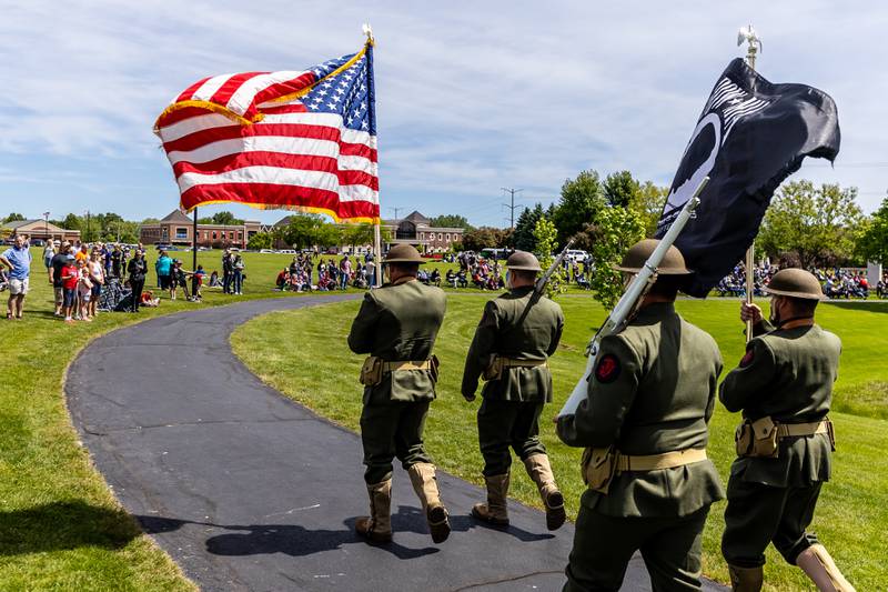 The Plainfield American Legion Marne Post 13 Memorial Day Parade enters Settlers' Park on May, 26, 2025.