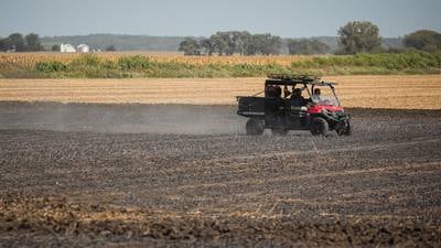 8 acres of farmland burns in brush fire near Harvard 