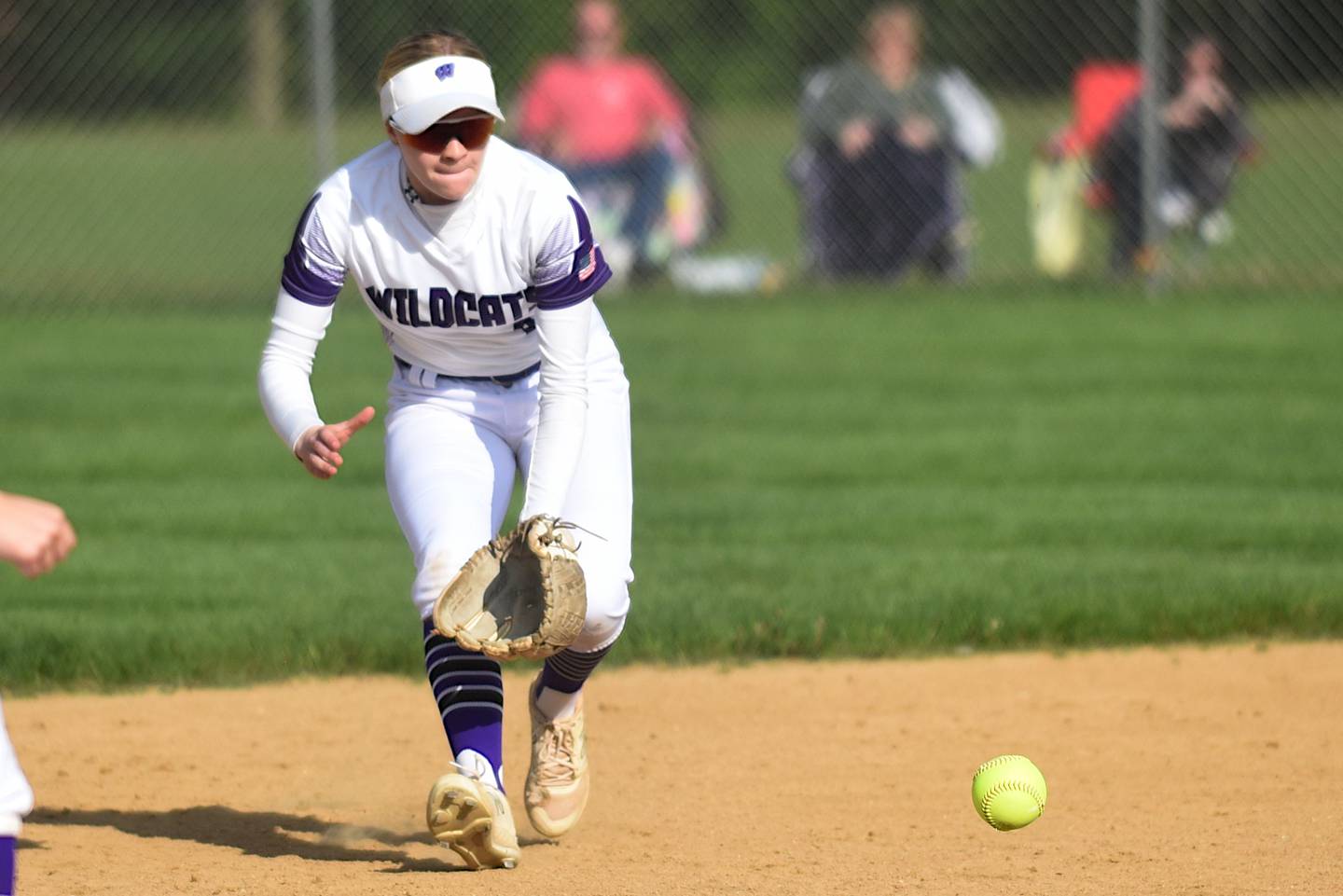 Wilmington's Nina Egizio fields a ground ball during a home game against Peotone Monday, May 5, 2025.