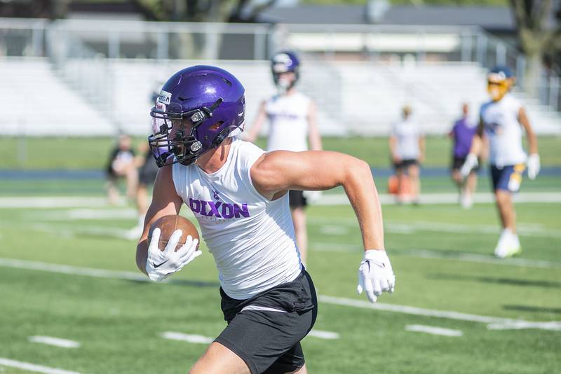Dixon faces off against Sterling Thursday, July 21, 2022 in 7 on 7 football drills at Sterling High School.