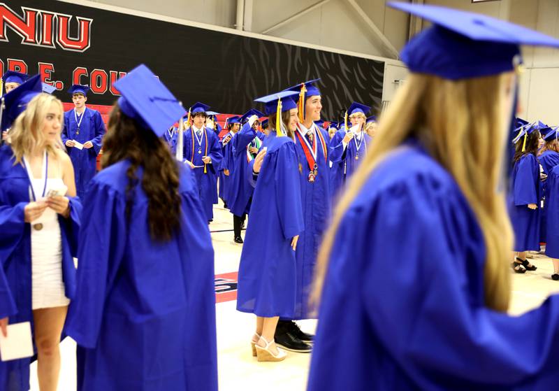 Geneva High School graduates prepare for the school’s commencement ceremony on Tuesday, June 3, 2025 at Northern Illinois University in DeKalb.