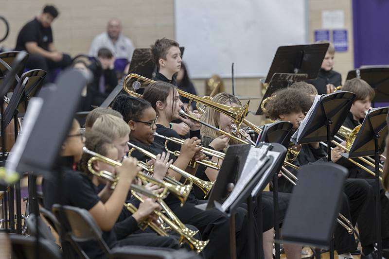 The Madison School sixth grade brass section performs Friday, Feb. 13, 2026.