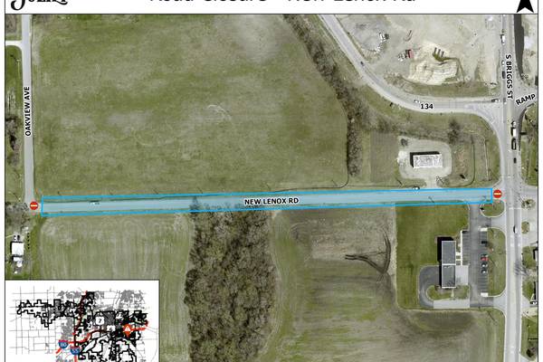 Parts of New Lenox Road in Joliet will close starting Monday