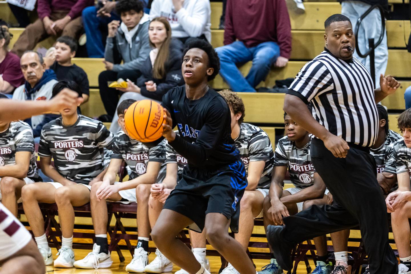 Lincoln-Way East's Marcus Gordon squares-up to shoot during a varsity basketball game against Lockport at Lockport Township High School East Campus on Jan. 23, 2026.