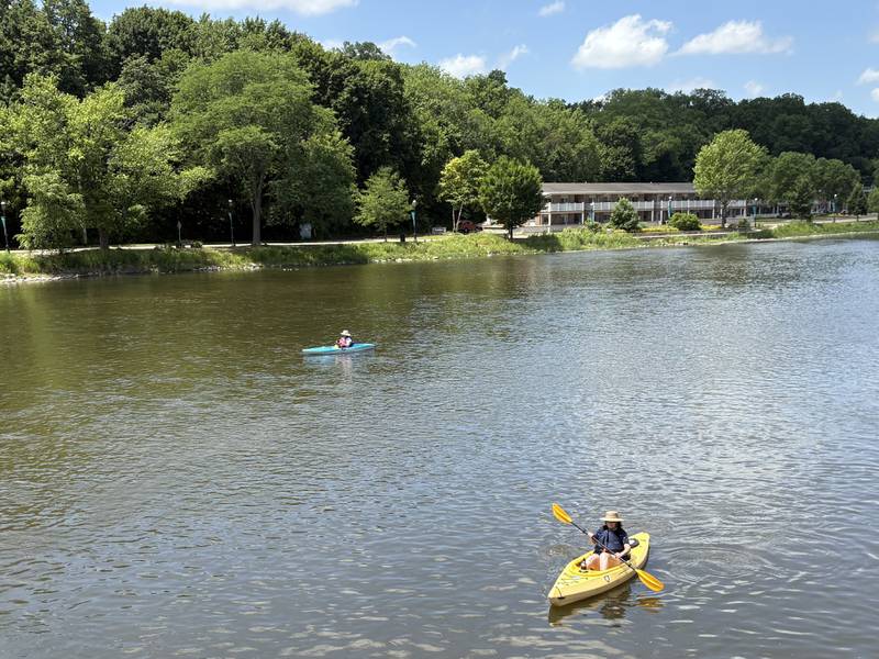 Paddlers finish the "El Cardunal" paddle in East Dundee June 22, 2025.