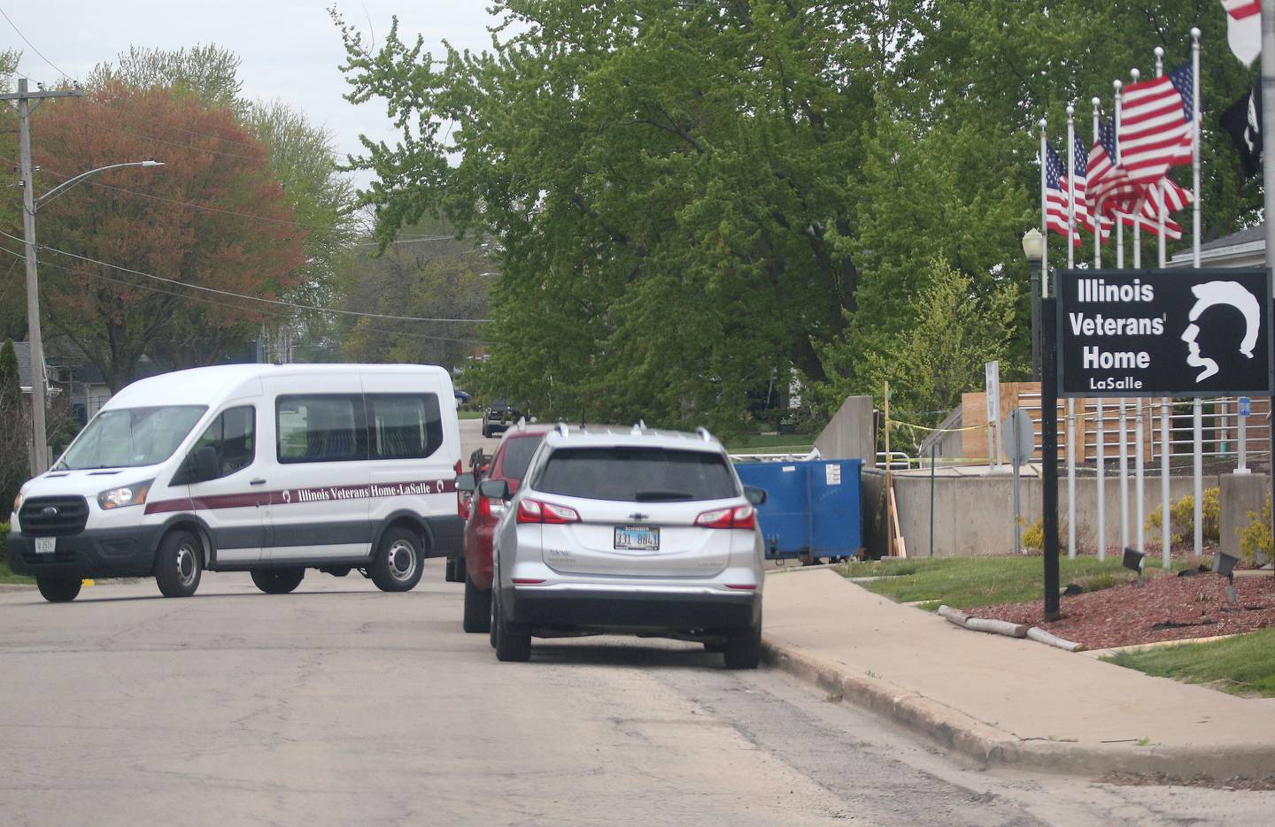 A Illinois Veterans Home van exits the front entrance of the Illinois Veterans Home on Friday, April 26, 2024 in La Salle.