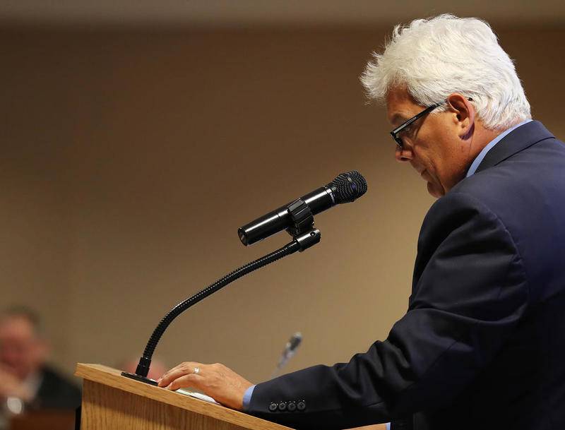 Board Chairman Jack Franks addresses board members during a McHenry County Board meeting July 17 in Woodstock.