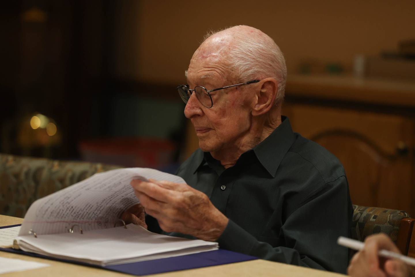 Dave Kropp, 89 years old, attends a committee meeting at St. John’s United Church of Christ in Mokena on Wednesday, Sept. 14, 2022, in Mokena. St. John’s will celebrate the 100th anniversary of its current building on Sunday. The actual church community dates back to 1862.
