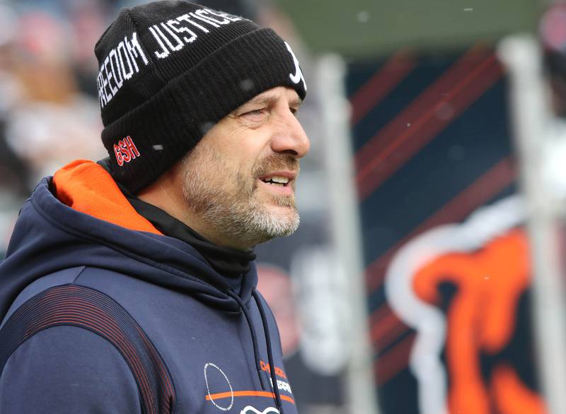 Chicago Bears Head Coach Matt Nagy comes out of the tunnel for his last home game of the season Sunday, Jan. 2, 2021, against the New York Giants at Soldier Field in Chicago.