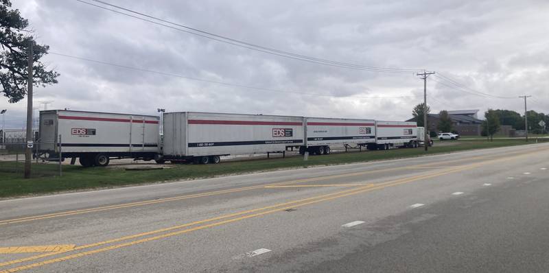 Trailers sit on the Joliet Local Training Area site for the Illinois National Guard at 20612 Arsenal Road in Elwood on Tuesday, Oct. 7, 2025.