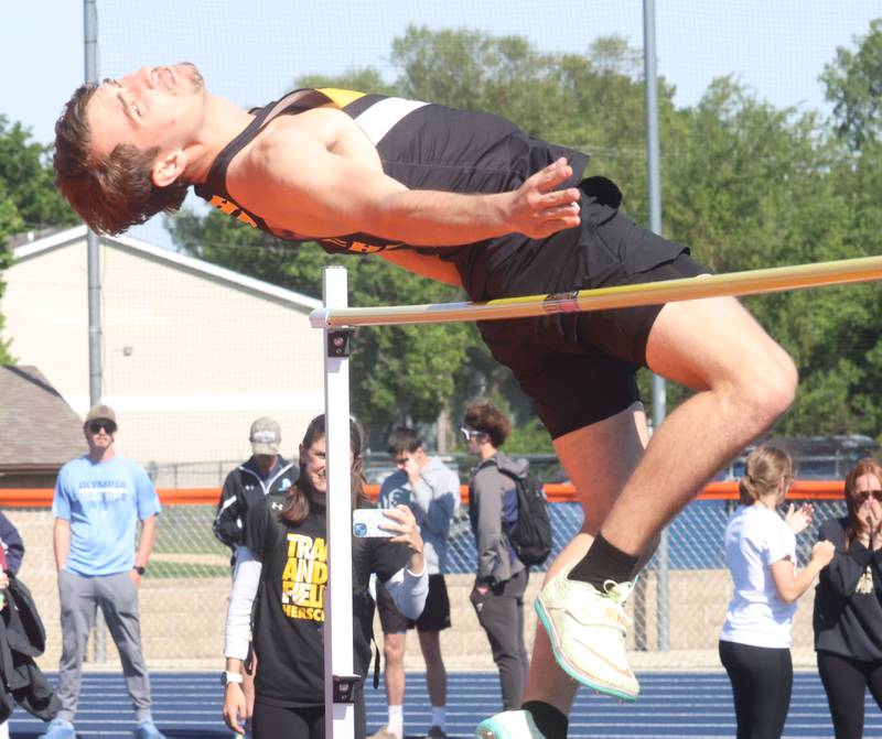Herscher's Henry Crain competes in the high jump during the Class 2A Sectional on Wednesday, May 20, 2026 at Pontiac High School.