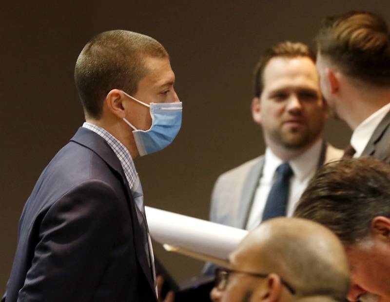 Charles A. Hightower leaves the court room after a hearing Thursday, March 10, 2022, before Judge Robert Wilbrandt at the McHenry County Michael J. Sullivan Judicial Center. Hightower, a former Crystal Lake Elementary School District 47 teacher, faces attempted murder charges in connection with the October 2019 stabbing of three men in 100 block of Edgewood Avenue of Crystal Lake.