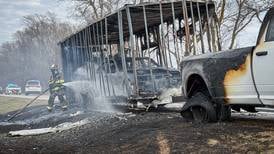 Fire destroys pickup truck, trailer and contents Saturday near Marengo