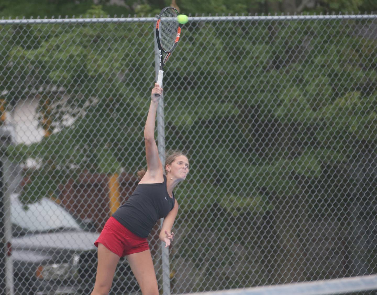 Ottawa's Rylee O'Fallon serves the ball against Streator on Wednesday, Sept. 6, 2023 at Streator High School.