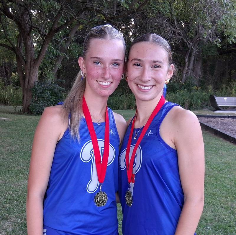 Princeton's Payton Frueh (left) and Ruby Acker teamed up to win the Ottawa Nautical Relays on Tuesday.