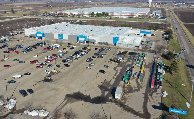 An aerial view of the Wal-Mart on Wednesday, March 18, 2026 Princeton. The original Wal-Mart was built in 1984 and opened in March 5, 1985. It was located where The Closet, Dollar Tree and Tractor Supply are today. Wal-Mart opened the present day store on October 16, 2002.