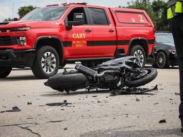 Man hospitalized after Cary motorcycle crash