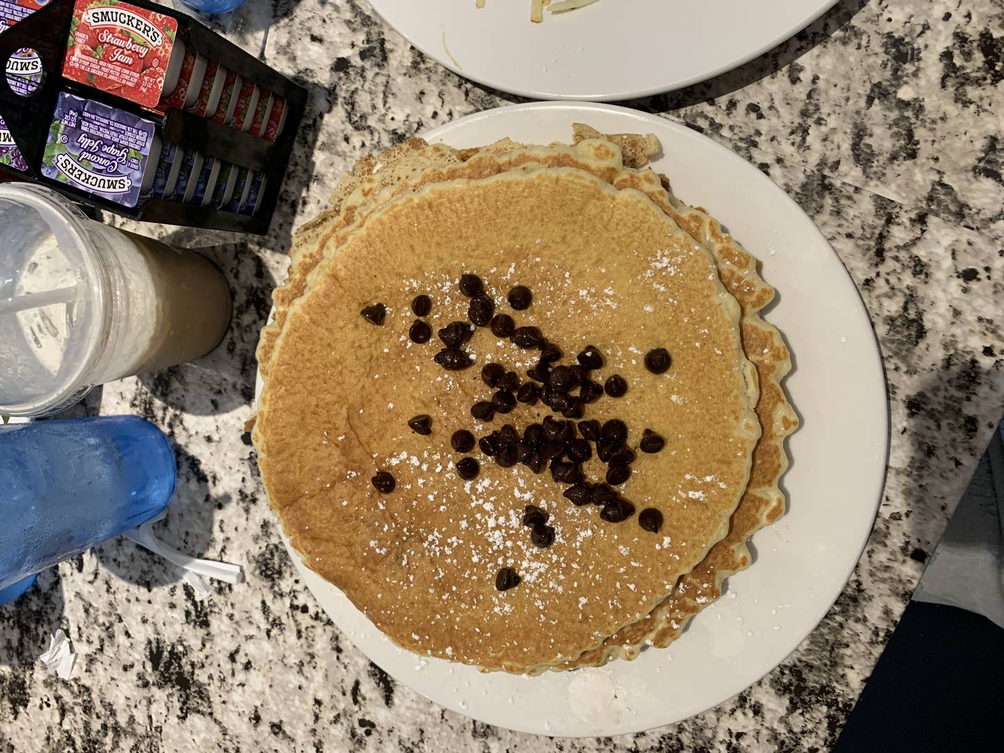 Chocolate chip pancakes ($15) at Sweet Basil Cafe in Algonquin.