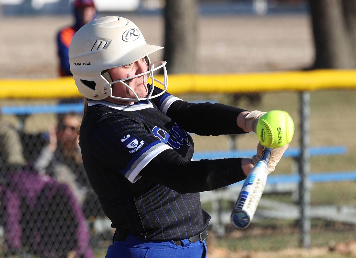 Hinckley-Big Rock's Leeann Brewer makes contact Monday, March 23, 2026, during their game against Genoa-Kingston at Hinckley-Big Rock High School.