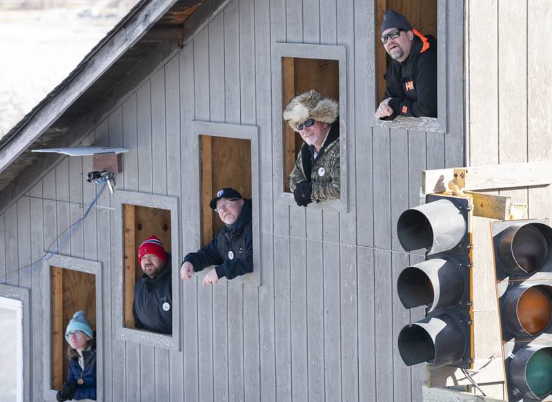 Judges watch as ski jumpers compete during the Norge Annual Winter Ski Jump Tournament on Sunday, January 26, 2025 at the Norge Ski Jump in Fox River Grove.